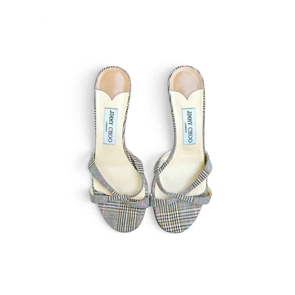 Y2k Jimmy Choo Plaid Kitten Heel Mules Vintage - Size 38